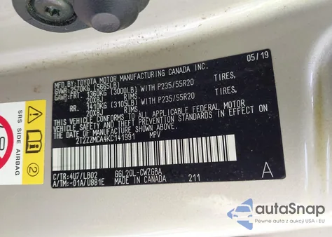 2019 Lexus Rx 350 из США, поврежденный, VIN 2T2ZZMCA4KC141991